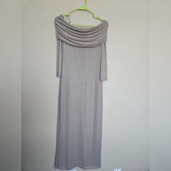 Off-The-Shoulder Rhinestone Maxi Dress - Picture 7 of 10